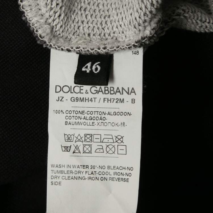 Pre Owned Dolce & Gabbana Black Logo Tape Print Cotton Hooded Sweatshirt S