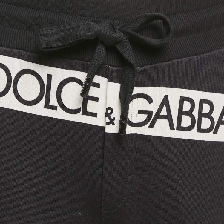 Pre Owned Dolce & Gabbana Navy Blue Logo Print Cotton Knit Joggers S
