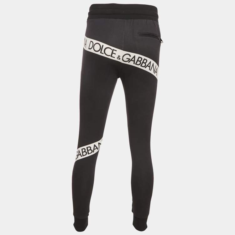 Pre Owned Dolce & Gabbana Navy Blue Logo Print Cotton Knit Joggers S