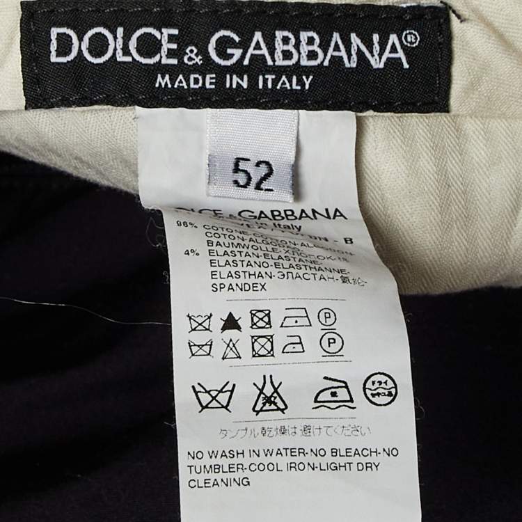 Pre Owned Dolce & Gabbana Black Cotton Regular Fit Pants L/Waist 34"