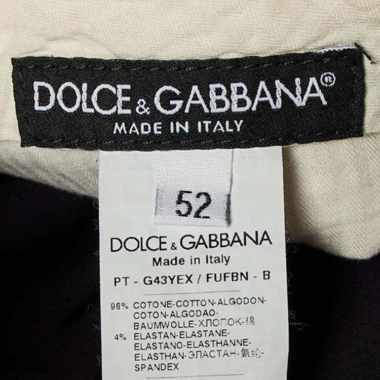 Pre Owned Dolce & Gabbana Black Cotton Regular Fit Pants L/Waist 34"
