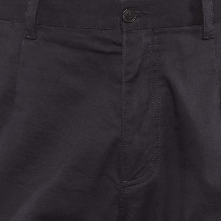 Pre Owned Dolce & Gabbana Black Cotton Regular Fit Pants L/Waist 34"