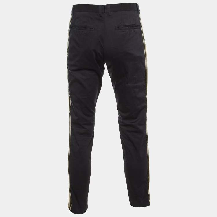Pre Owned Dolce & Gabbana Black Cotton Regular Fit Pants L/Waist 34"