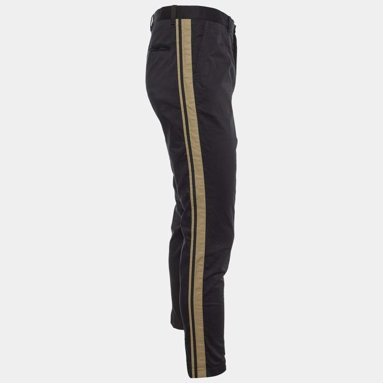 Pre Owned Dolce & Gabbana Black Cotton Regular Fit Pants L/Waist 34"