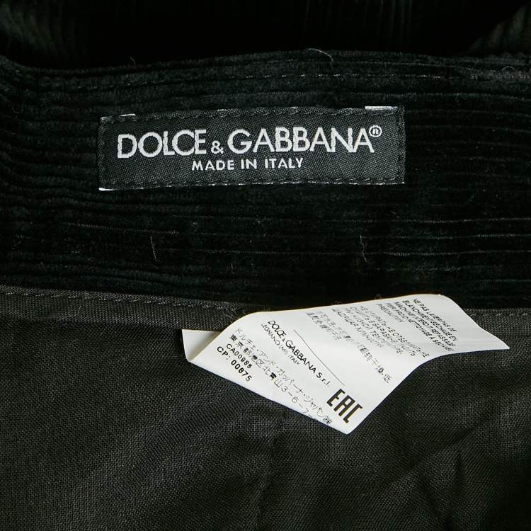 Pre Owned Dolce & Gabbana Black Corduroy Cargo Pants M