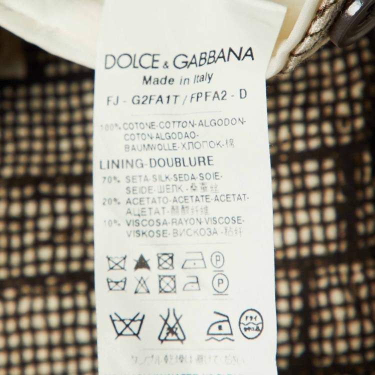 Pre Owned Dolce & Gabbana Cream Printed Cotton Button Front Blazer L