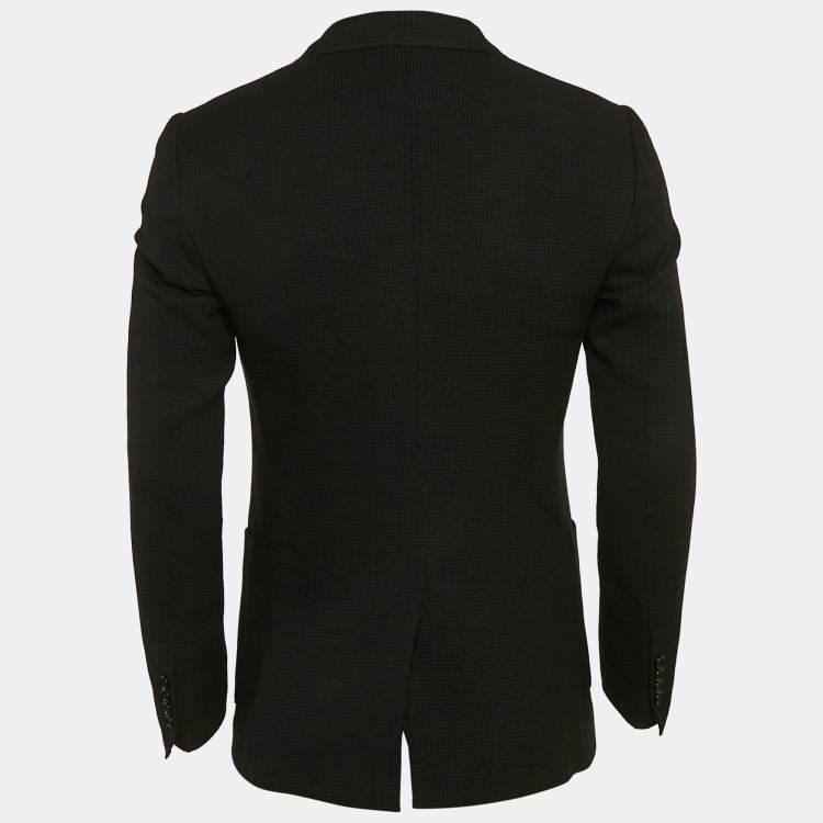 Pre Owned Dolce & Gabbana Black Textured Wool Single Breasted Blazer XS