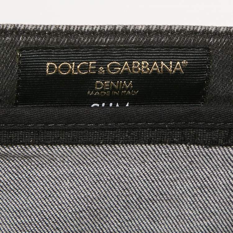 Pre Owned Dolce & Gabbana Black Distressed Denim Straight Fit Jeans XL