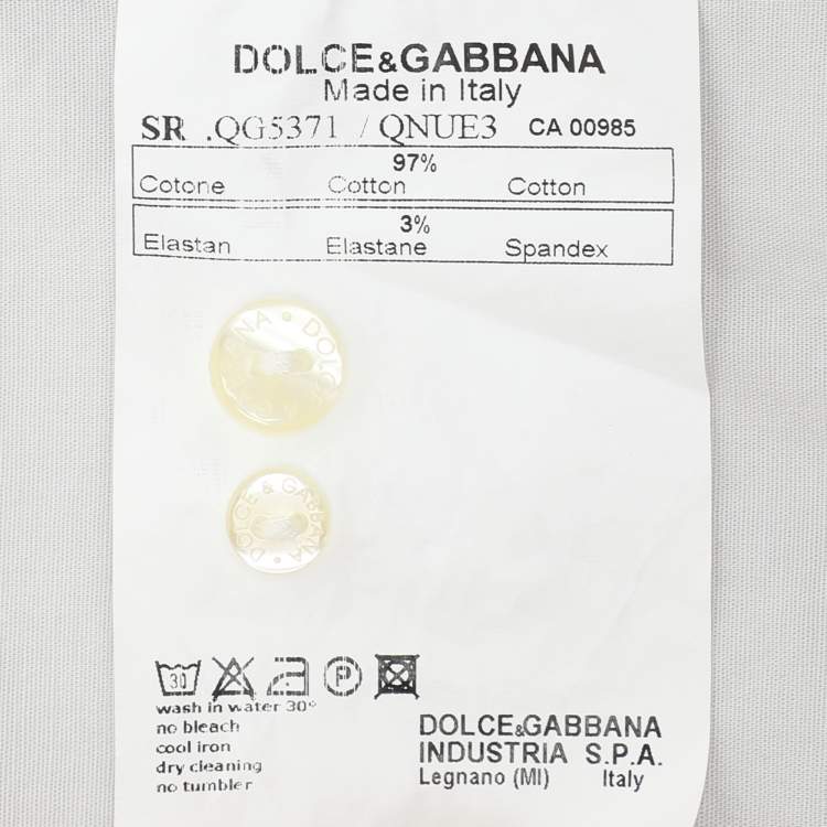 Pre Owned Dolce & Gabbana Light Grey Cotton Blend Button Front Shirt L