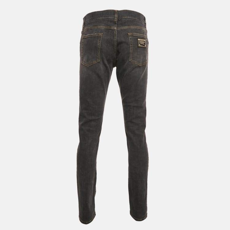Pre Owned Dolce & Gabbana Black Washed Denim Slim Fit Jeans L