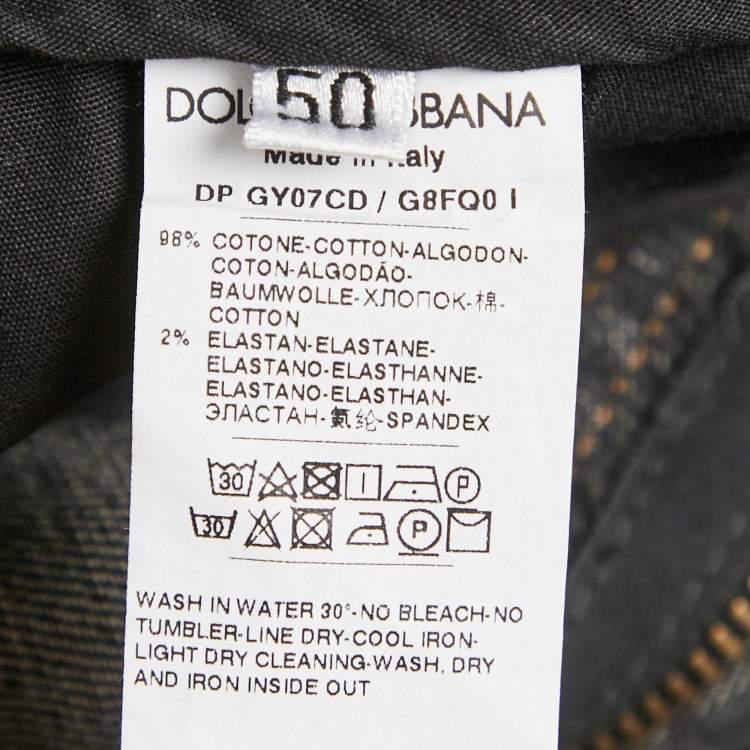 Pre Owned Dolce & Gabbana Black Washed Denim Slim Fit Jeans L