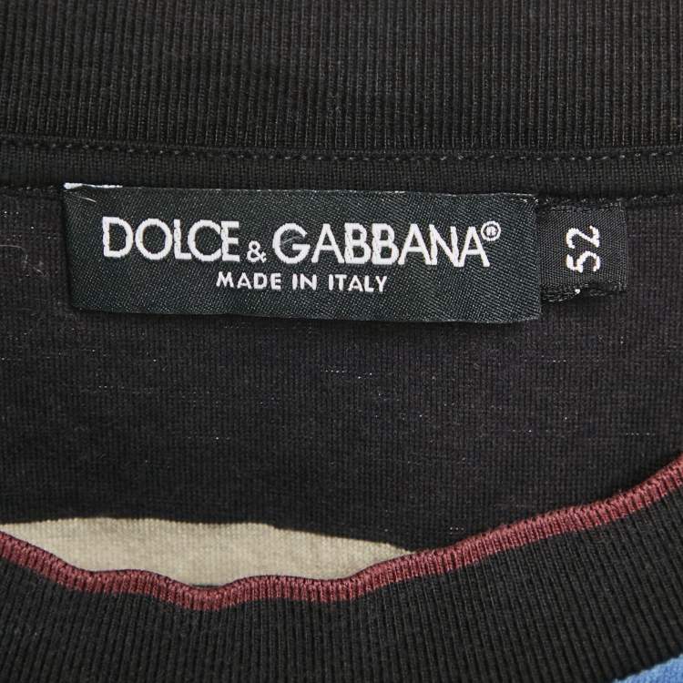 Pre Owned Dolce & Gabbana Black/Brown Crown Print Jersey T-Shirt XL
