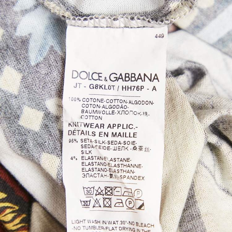 Pre Owned Dolce & Gabbana Black/Brown Crown Print Jersey T-Shirt XL