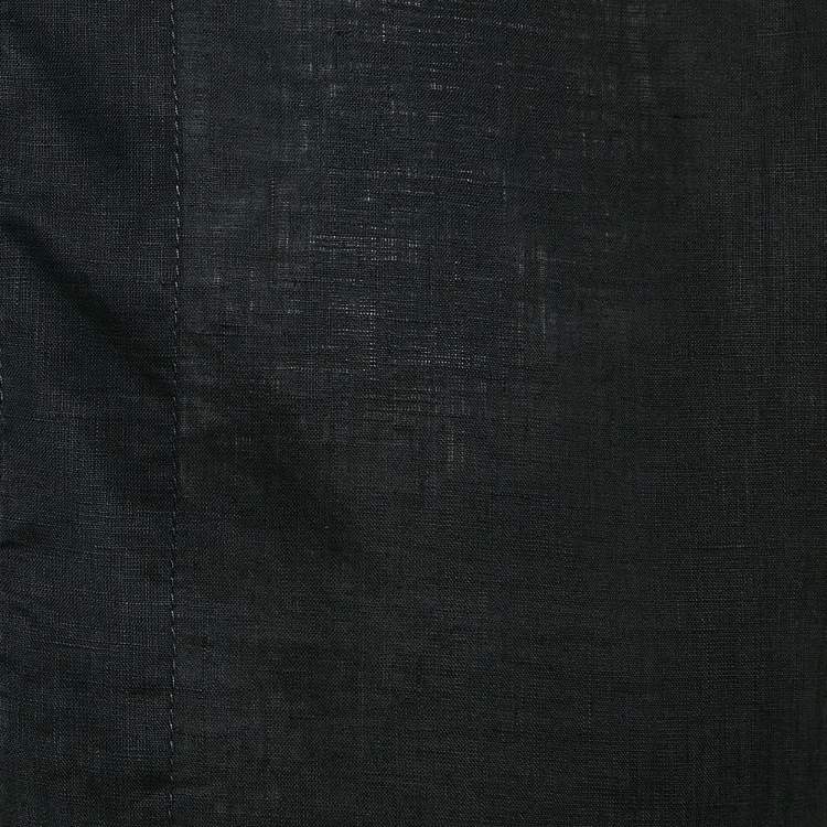 Pre Owned Dolce & Gabbana Black Linen Long Sleeve Mazzini Fit Shirt L