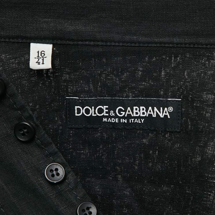 Pre Owned Dolce & Gabbana Black Linen Long Sleeve Mazzini Fit Shirt L