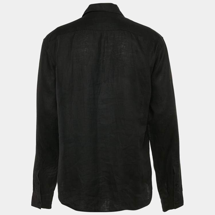 Pre Owned Dolce & Gabbana Black Linen Long Sleeve Mazzini Fit Shirt L