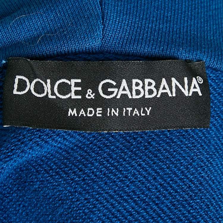 Pre Owned Dolce & Gabbana Blue Crown Embroidered Cotton Knit Tack Suit M