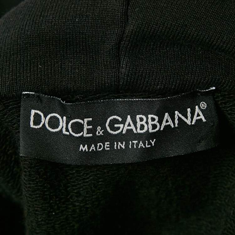 Pre Owned Dolce & Gabbana Black Leopard Embroidery Cotton Knit Hoodie and Pants Set S