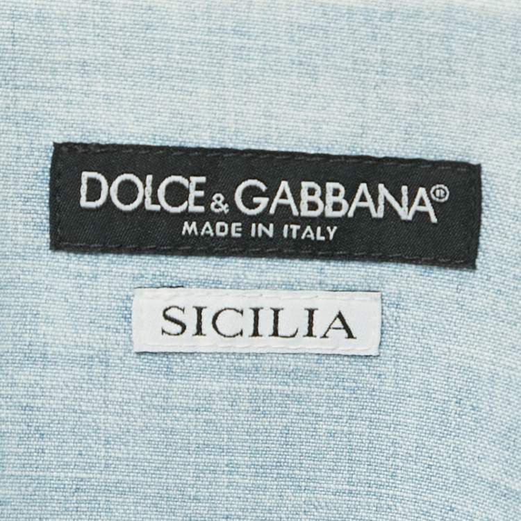 Pre Owned Dolce & Gabbana Blue Faded Denim Sicilia Shirt XL