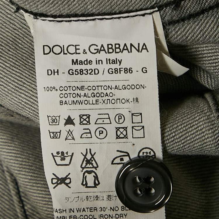 Pre Owned Dolce & Gabbana Grey Distressed Denim Gold Shirt XXL