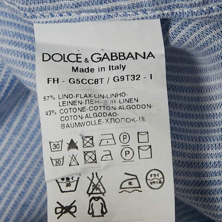مملوكة مسبقًا Dolce & Gabbana Blue Striped Linen Blend Slim Fit Shirt XL