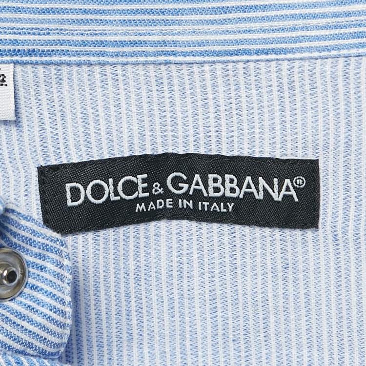 مملوكة مسبقًا Dolce & Gabbana Blue Striped Linen Blend Slim Fit Shirt XL