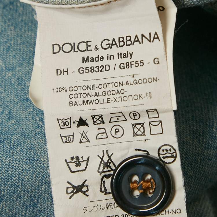 Pre Owned Dolce & Gabbana Blue Faded Denim Slim Fit Shirt XL