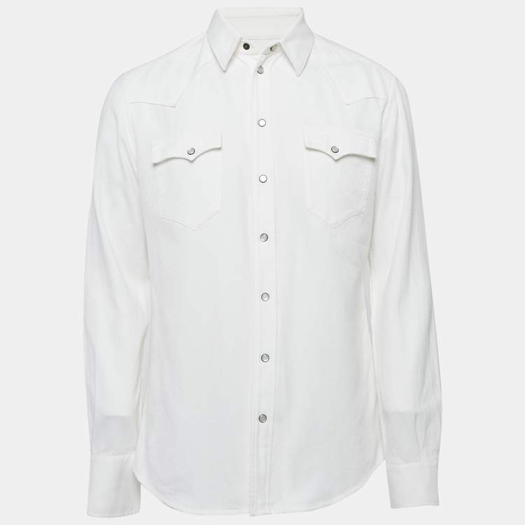 Pre Owned Dolce & Gabbana White Patterned Cotton Sicilia Shirt XL
