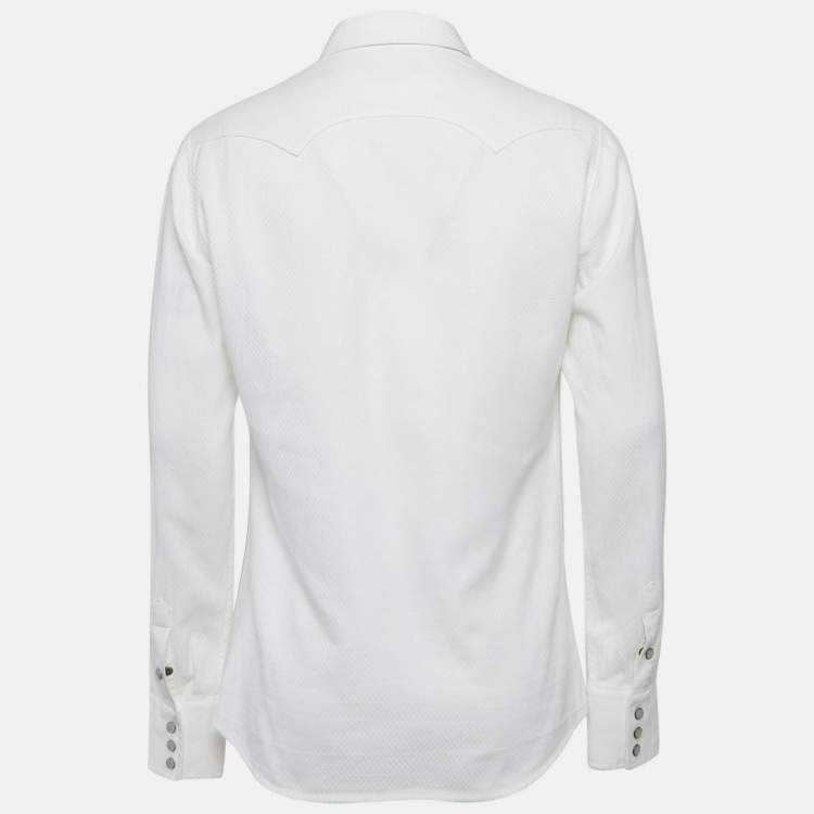 Pre Owned Dolce & Gabbana White Patterned Cotton Sicilia Shirt XL