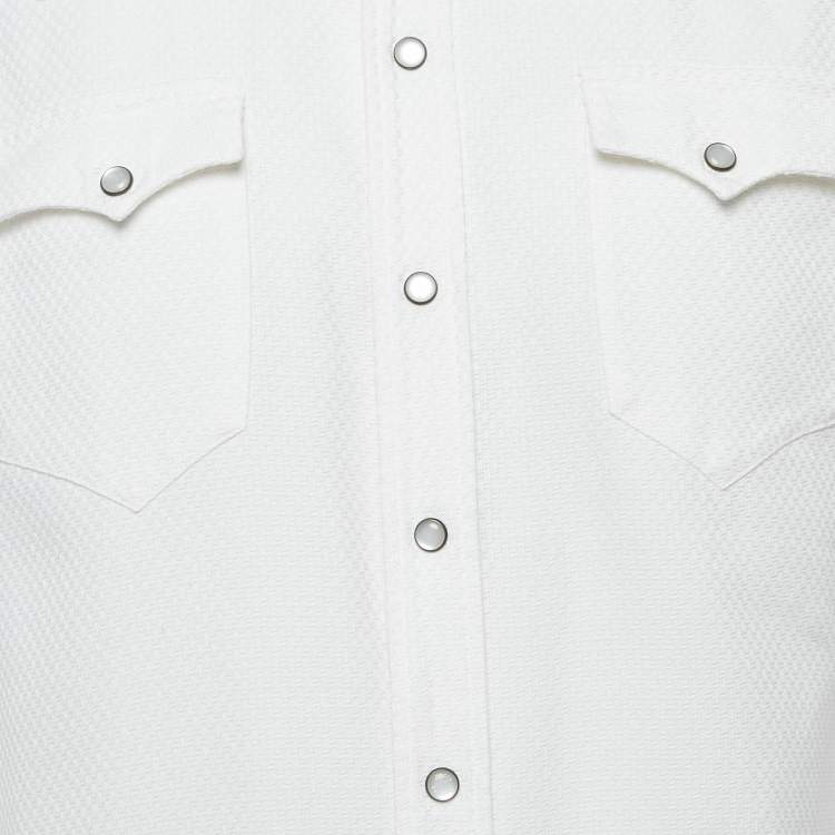 Pre Owned Dolce & Gabbana White Patterned Cotton Sicilia Shirt XL
