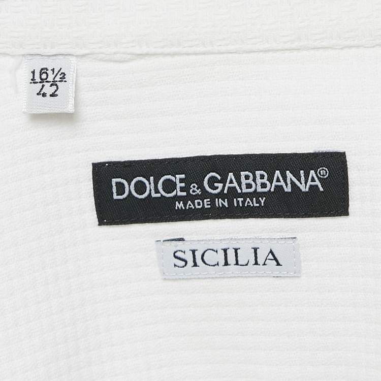 Pre Owned Dolce & Gabbana White Patterned Cotton Sicilia Shirt XL