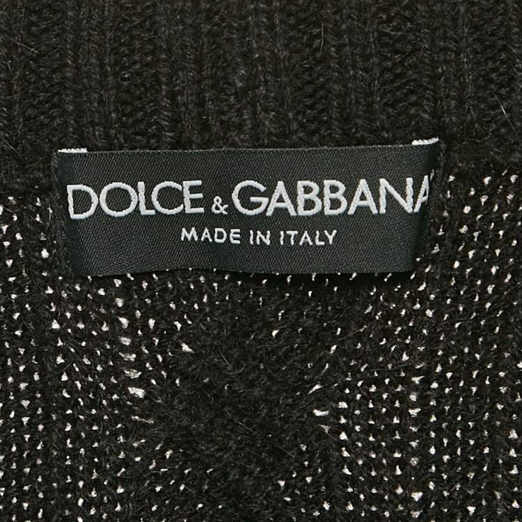 Pre Owned Dolce & Gabbana Black Cable Knit Cardigan L
