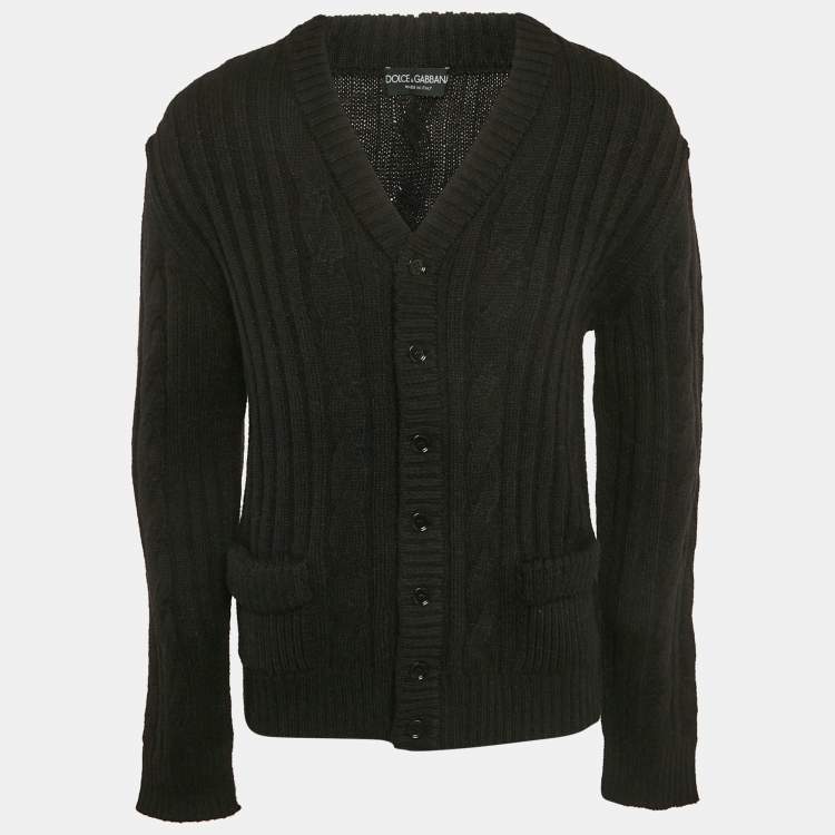 Pre Owned Dolce & Gabbana Black Cable Knit Cardigan L