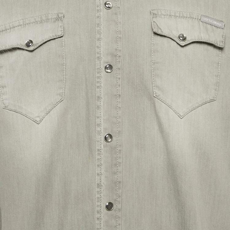 Pre Owned Dolce & Gabbana Grey Denim Sicilia Shirt L