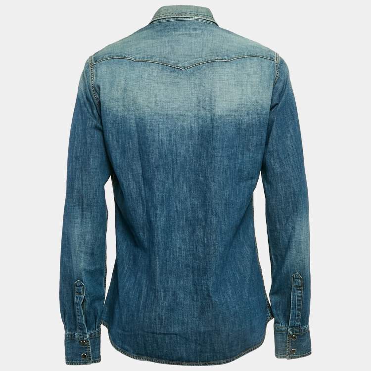 Pre Owned Dolce & Gabbana Blue Faded Denim Sicilia Shirt XL