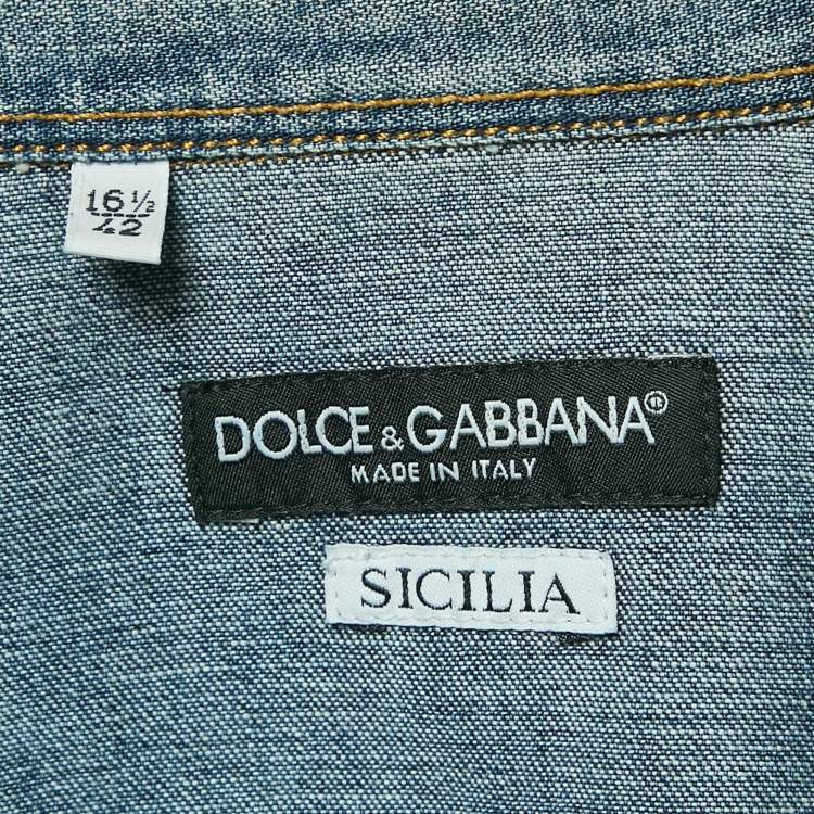 Pre Owned Dolce & Gabbana Blue Faded Denim Sicilia Shirt XL