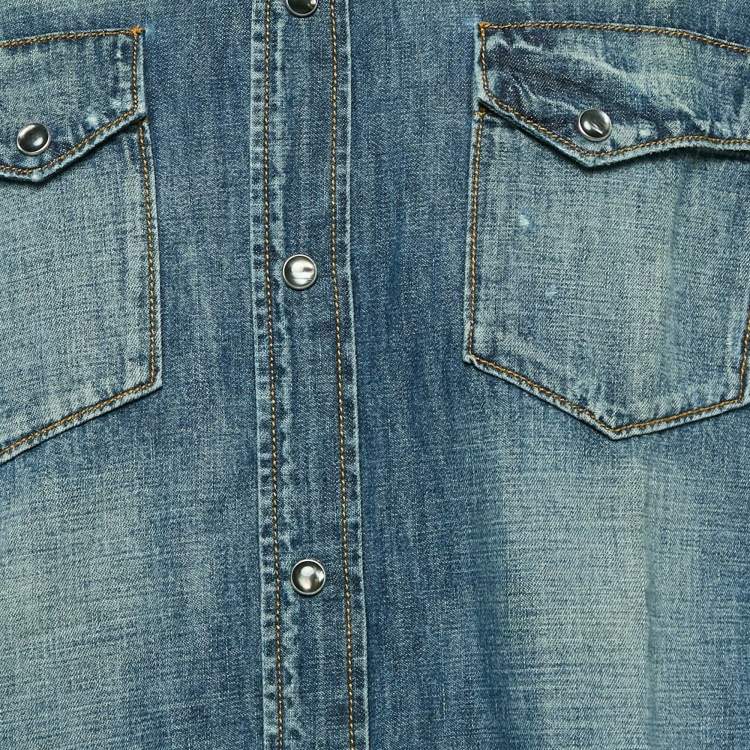 Pre Owned Dolce & Gabbana Blue Faded Denim Sicilia Shirt XL