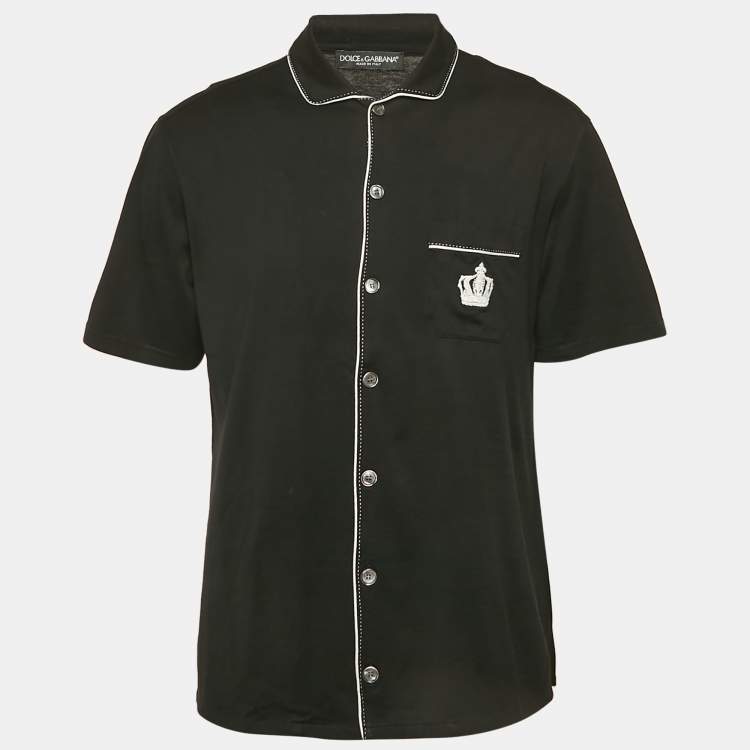 Pre Owned Dolce & Gabbana Black Jersey Short Sleeve Shirt L