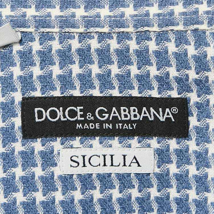 Pre Owned Dolce & Gabbana Blue Jacquard Sicilia Shirt XL