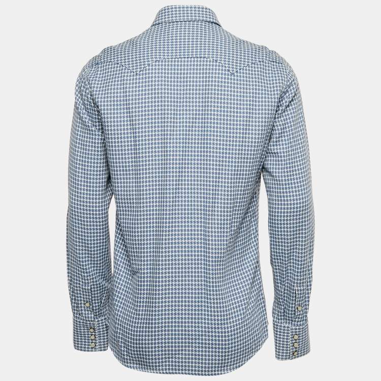 Pre Owned Dolce & Gabbana Blue Jacquard Sicilia Shirt XL