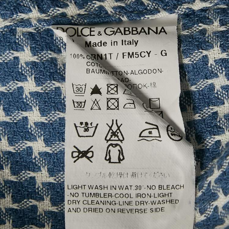 Pre Owned Dolce & Gabbana Blue Jacquard Sicilia Shirt XL