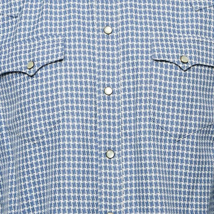Pre Owned Dolce & Gabbana Blue Jacquard Sicilia Shirt XL