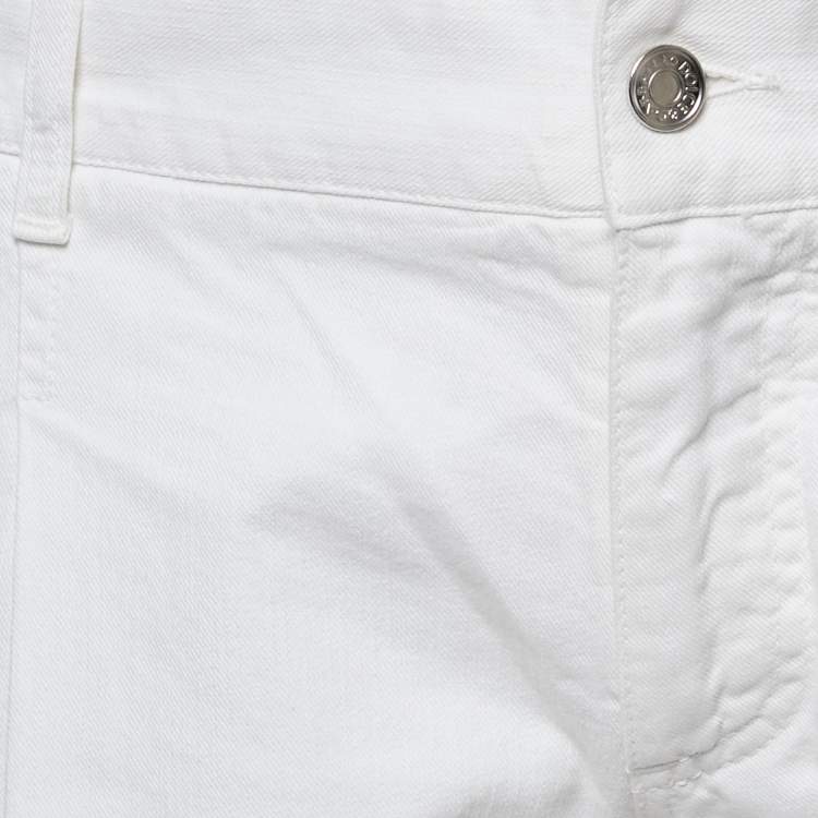 Pre Owned Dolce & Gabbana White Denim Pleated Shorts M