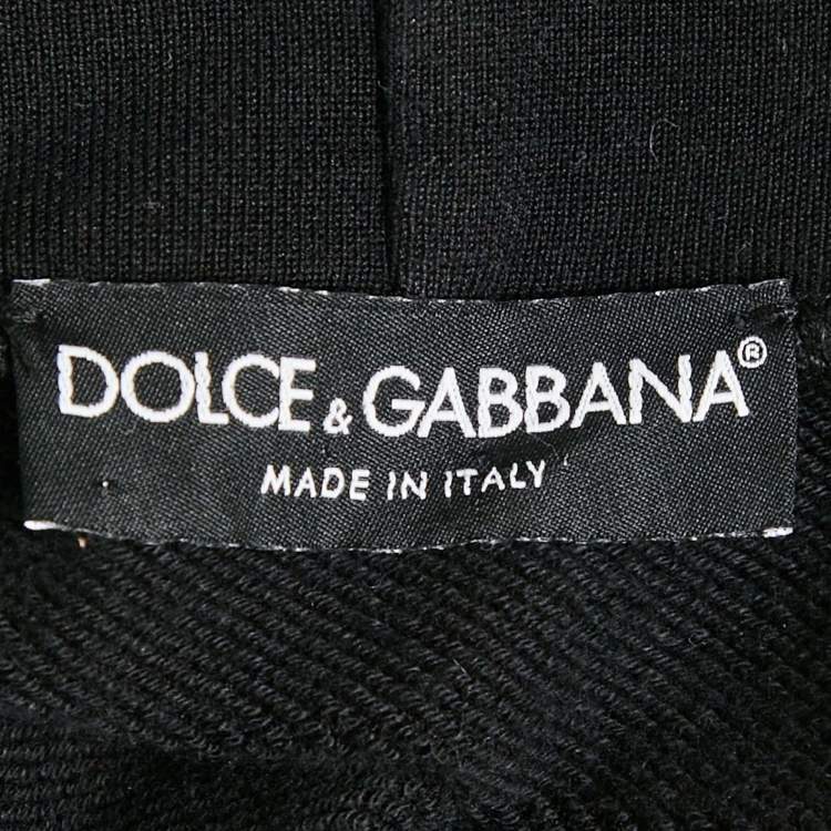 Pre Owned Dolce & Gabbana Black Logo Print Cotton Short Sleeve Hoodie S
