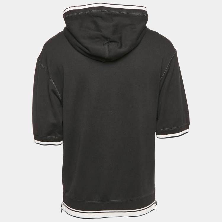 Pre Owned Dolce & Gabbana Black Logo Print Cotton Short Sleeve Hoodie S
