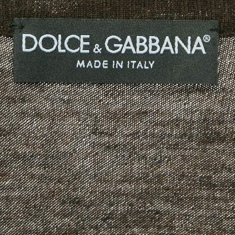 Pre Owned Dolce & Gabbana Brown Knit V-Neck Sweater S