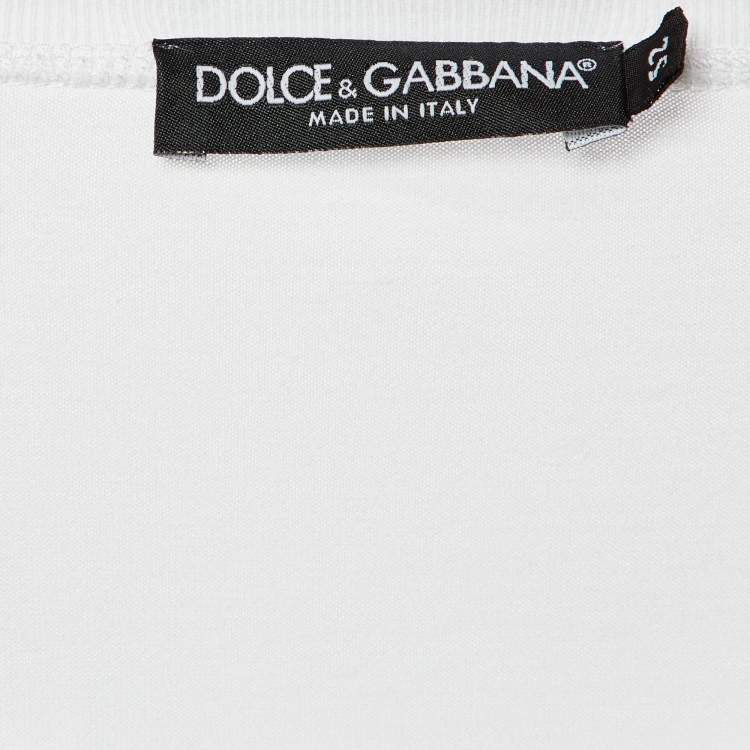 Pre Owned Dolce & Gabbana White Slant Logo Print Cotton Crew Neck T-Shirt XL