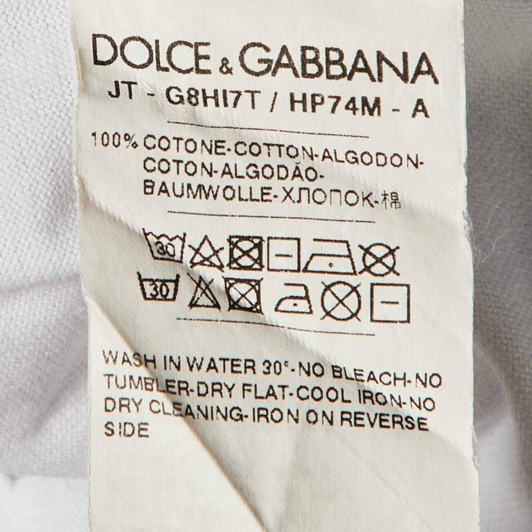 Pre Owned Dolce & Gabbana White Graphic Print Cotton Crew Neck T-Shirt 5XL