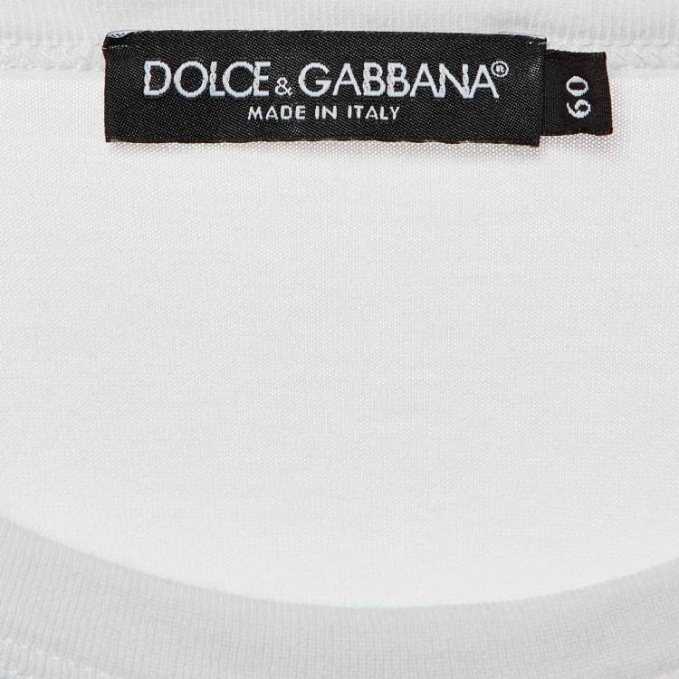 Pre Owned Dolce & Gabbana White Graphic Print Cotton Crew Neck T-Shirt 5XL