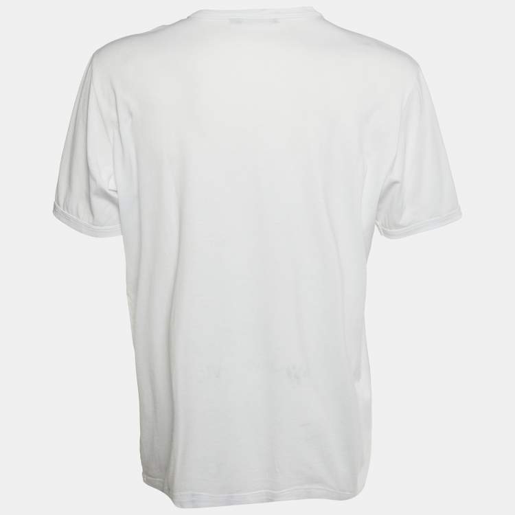 Pre Owned Dolce & Gabbana White Graphic Print Cotton Crew Neck T-Shirt 5XL